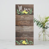 CARTE DE MENU | Mariage d'aquarelle de citron de b (Debout devant)