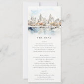 Carte de menu Mariage d'aquarelle Kansas City Miss (Devant)