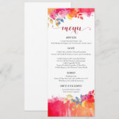Carte de menu Mariage d'aquarelle Menus floraux co (Devant / Derrière)
