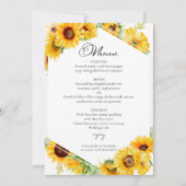 Carte de menu Mariage de automne d'automne Sunflow (Devant)