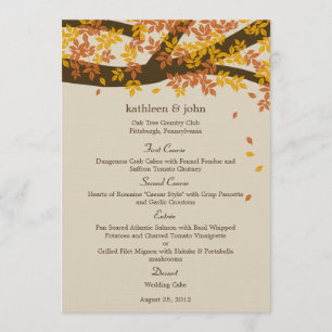Carte de menu Mariage de automne Oak Tree