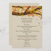 Carte de menu Mariage de automne Oak Tree (Devant / Derrière)
