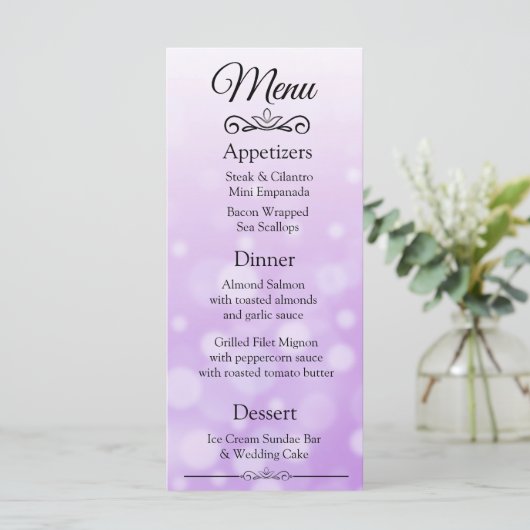 Carte de menu Mariage de Bokeh Bokeh Elegant (Debout devant)