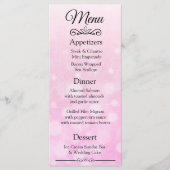 Carte de menu Mariage de Bokeh Rose élégant (Devant)
