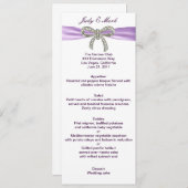 Carte de menu Mariage de Bow Diamond Violet (Devant / Derrière)