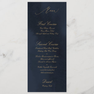 Carte de menu Mariage de calligraphie bleue de min
