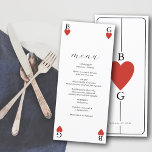 Carte de menu Mariage de carte de lecture de coeur<br><div class="desc">Un monogramme unique coeurs jouant style carte mariage design. Un design impressionnant qui utilise des éléments de jeu de cartes pour créer un design de papeterie mariage unique. Un élégant monogramme de mariage de coeur rouge. Un modèle de carte de menu mariage avec des éléments modernes. Des invitations de mariage...</div>