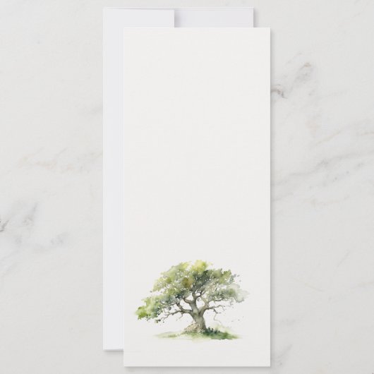 Carte de menu Mariage de chêne vert aquarelle (Dos)