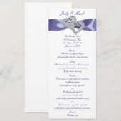 Carte de menu Mariage de Coeurs de Diamants Bleus (Devant / Derrière)