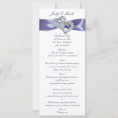 Carte de menu Mariage de Coeurs de Diamants Bleus (Devant)