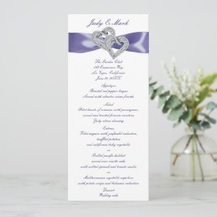 Carte de menu Mariage de Coeurs de Diamants Bleus