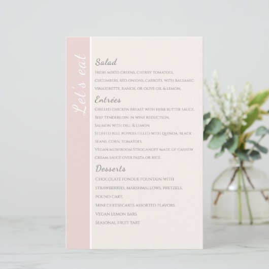 carte de menu mariage de collection rose vif moder (Debout devant)