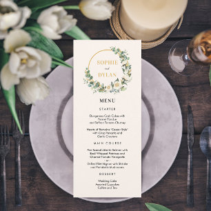Carte de menu Mariage de couleurs à bouchon à fleu