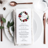 Carte de menu Mariage de courroie en fleurs rayant