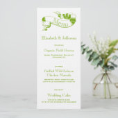 Carte de menu Mariage de défilement vert printemps (Debout devant)