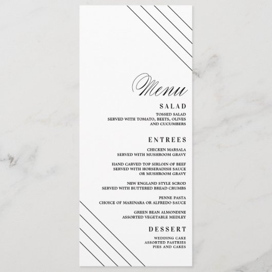 Carte de menu Mariage de diamant géométrique Art d (Devant)