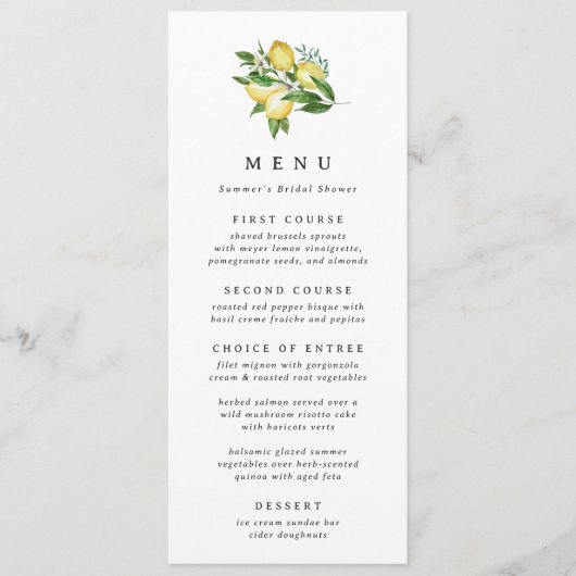 Carte de menu Mariage de Fête des mariées de citro (Devant)