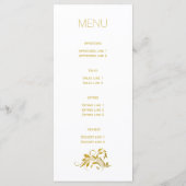 Carte de menu mariage de feuille d'or (Dos)