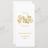 Carte de menu mariage de feuille d'or (Devant / Derrière)