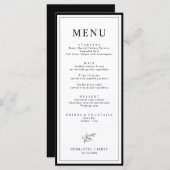 Carte de menu Mariage de feuille frontière minimal (Devant / Derrière)