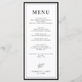 Carte de menu Mariage de feuille frontière minimal (Devant)