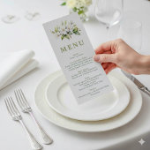 Carte de menu Mariage de fleurs blanches