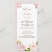 Carte de menu Mariage de fleurs d'aquarelle romant (Devant / Derrière)
