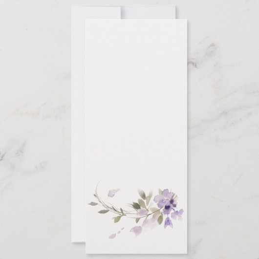 Carte de menu Mariage de fleurs de prairie chic Li (Dos)