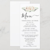 Carte de menu Mariage de fleurs de rose blanche (Devant / Derrière)