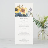 Carte de menu Mariage de fleurs de tournesol de la (Debout devant)