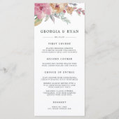 Carte de menu Mariage de fleurs peintes (Devant)