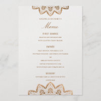 Carte de menu Mariage de la médaille d'or Shimmer