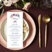 Carte de menu Mariage de l'anémone d'aquarelle