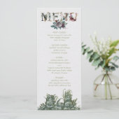 Carte de menu Mariage de l'aquarelle de bois (Debout devant)