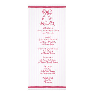 Carte de menu mariage de l'arc de griffes rose et 