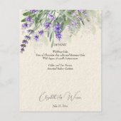 Carte de menu mariage de lavande rustique (Dos)