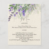 Carte de menu mariage de lavande rustique (Devant)