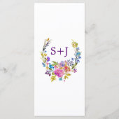 Carte de menu Mariage de Monogrammes et de Fleurs (Dos)