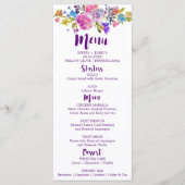 Carte de menu Mariage de Monogrammes et de Fleurs  (Devant)