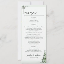 Carte de menu Mariage de Noël