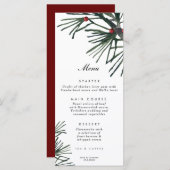 carte de menu mariage de Noël de la branche de pin (Devant / Derrière)