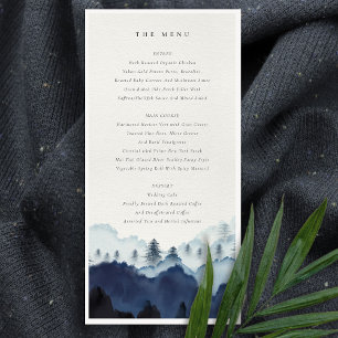 Carte de menu Mariage de pin bleu encre Woods Moun