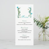 Carte de menu Mariage de Plage d'aquarelle Deux Se (Debout devant)