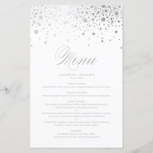 Carte de menu Mariage de points Confetti à huile d (Devant)