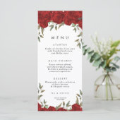 carte de menu mariage de roses rouges (Debout devant)