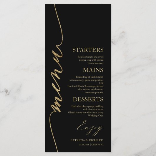 Carte de menu Mariage de Script 4x9 (Devant)