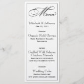 Carte de menu Mariage de script élégant (Devant)