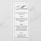 Carte de menu Mariage de script élégant (Devant / Derrière)