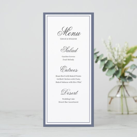 Carte de menu Mariage de script élégant classique (Debout devant)