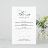 Carte de menu Mariage de script noir élégant (Debout devant)